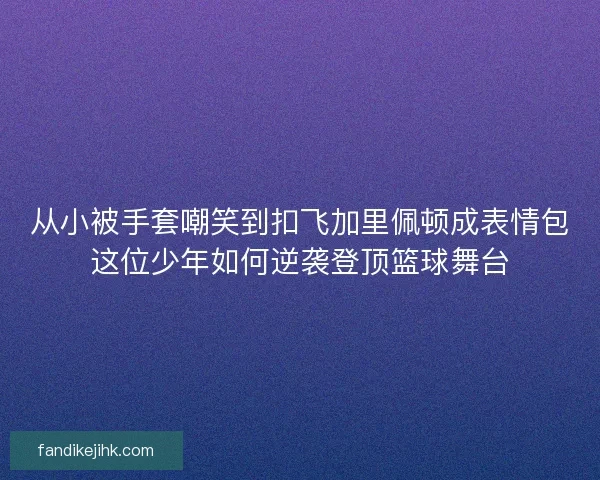 从小被手套嘲笑到扣飞加里佩顿成表情包这位少年如何逆袭登顶篮球舞台